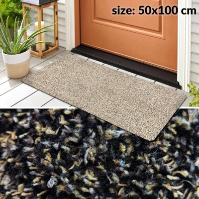 Produktbild von Fußmatte Türvorleger Bodenmatte Textil DOVER Tropfen Beige Robust Wasserabweisend Breite 50 cm Länge 100 cm