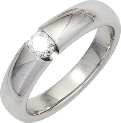 Produktbild von JOBO Damen Ring 585 Gold Weißgold 1 Diamant Brillant 0,20ct. Goldring Größe 58