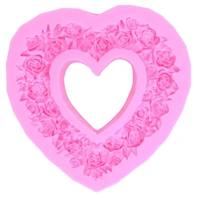 Produktbild von Silikon Kuchenform Rosen Blumen Fondant Backform Herz Kranz für Hochzeit Geburtstag Party