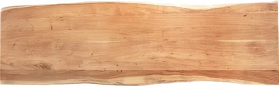 Produktbild von Tischplatte 200x60 cm Emilia, Holzplatte Akazienholz massiv + naturfarben + lackiert, Baumkanten-Platte für Heimwerker, Arbeitsplatten, Tische & Fensterbretter