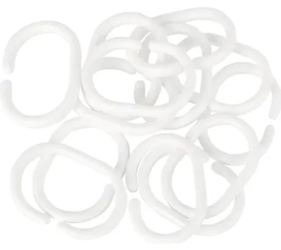 Zdjęcie produktu dla Pierścienie do zasłon prysznicowych – 5 x 3,5 cm – białe