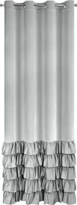 Zdjęcie produktu dla EUROFIRANY | Zasłona - 140x250 cm - Srebrna - Elegancka tkanina - Z marszczeniami i oczkami