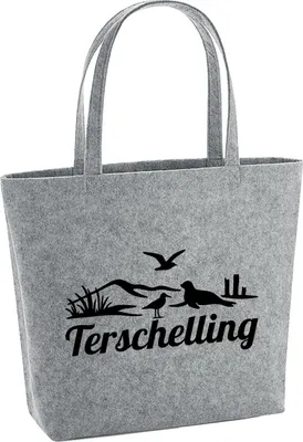 Produktbild von Huuraa Filzshopper Terschelling Niederlande 22 Liter Grey Melange Filztasche Geschenkidee