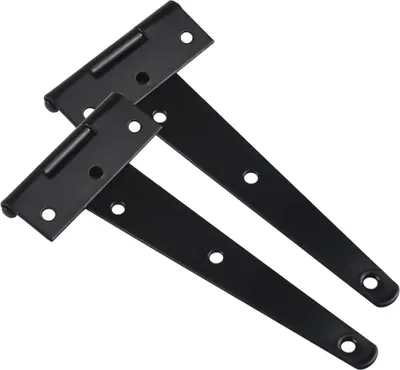 Produktbild von Schwere T-Scharnieren 150 mm - T-Scharnier mit Metallband und Schrauben - Für Schuppentüren, Tor Türen und Gartentüren - Schwarz - Set von 2.