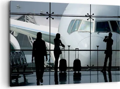 Produktbild von Bild auf Leinwand - Leinwandbild - Flugzeug Flughafen Passagiere - 120x80cm - Wand Bild - Wanddeko - Leinwanddruck - Bilder - Kunstdruck - Wanddekoration - Leinwand bilder - Wandkunst - AA120x80-0130