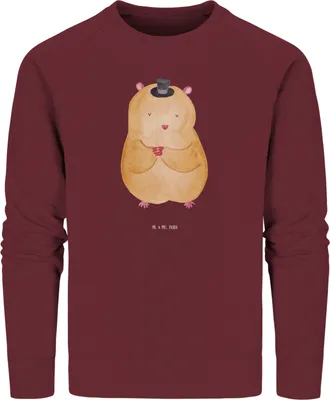 Produktbild von Mr. & Mrs. Panda Baumwoll Pullover Hamster Hut Größe M - Burgundy - Geschenk, Pulli, Lustige Sprüche, Zauberer, Zwerghamster, Sweatshirt, Magier, Nachhaltiger, Sweater