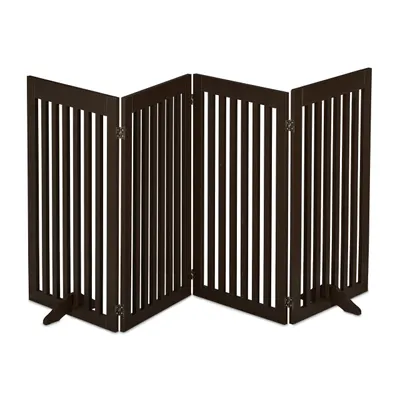 Produktbild von Relaxdays Absperrgitter, freistehendes Schutzgitter, HxB 92 x 205 cm, mit Füßen, Hunde, Katzengitter klappbar, braun