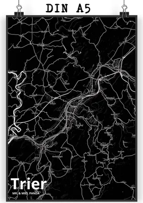 Produktbild von Mr. & Mrs. Panda Bild Trier DIN A5 - Geschenk, Stadt Dorf Karte Landkarte Map Stadtplan, Wanddekoration, drucke, Wandschmuck, wanddeko, Kunstdruck