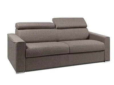Produktbild von VIZIR Express-Schlafsofa für 4 Personen aus Stoff – Farbe: Grau – Liegefläche mit breiten Latten (160 cm) – 22 cm dicke Memory-Schaum-Matratze