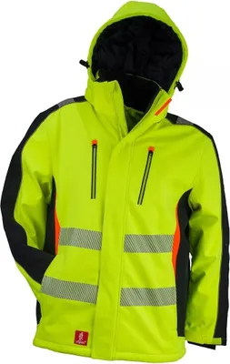Produktbild von Softshelljacke URG-980 Größe 2XL Schutzjacke Warnjacke Jacke Winterjacke SOFTSHELL gefüttert Warnkleidung Herrenjacke mit Kapuze