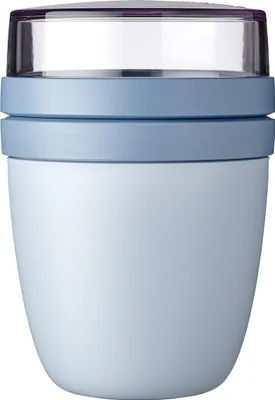 Produktbild von Mepal Müslibecher to go, praktischer Joghurtbecher to go - Unterteilung für Joghurt & Müsli - Geeignet für Gefrierschrank, Mikrowelle & Spülmaschine - 500 ml + 200 ml - Nordic Blue