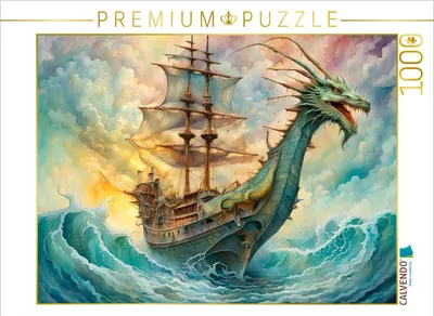 Produktbild von CALVENDO Puzzle Ein Motiv aus dem Kalender Fantasie-Drachensegelschiffe | 1000 Teile Lege-Größe 64x48cm Foto-Puzzle für glückliche Stunden