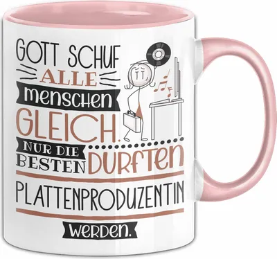 Produktbild von Plattenproduzentin Geschenk Becher Tasse Gott Schuf Alle Menschen Gleich Nur Die Besten Durfeten Plattenproduzentin Werden Geschenkidee Lustig (Rosa)