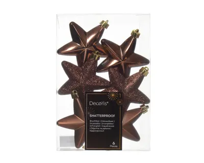 Produktbild von Christbaumschmuck Sterne Kunststoff 7cm 6 Stück - Espressobraun