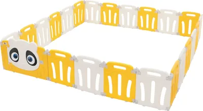 Produktbild von Joyz Laufstall Baby 240×240 cm Laufgitter faltbar Panda-Design Weiß-Gelb Absperrgitter Babyzaun Kinderlaufstall Innen/Außen Krabbelgitter für Kinder