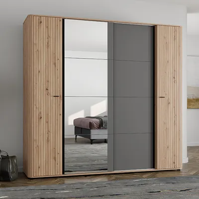 Immagine prodotto di Hakone - Guardaroba Grande, 232x219h cm Marrone Rovere Nodi, Appendiabiti