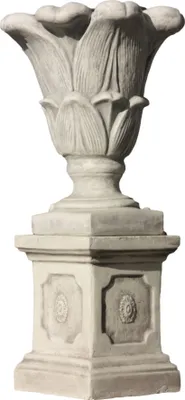 Produktbild von Schöne Amphore mit Sockel als Set aus Steinguss perfekt für den Garten die Terrasse oder den Vorgarten ist Frostfest Witterungsbeständig und Neu 90cm H, PO-88uPO-74