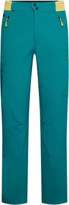 La Sportiva Orizon Pant M in Türkis mit gelben Akzenten; Softshellhose für Herren.
