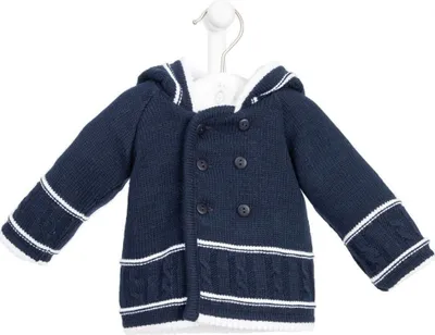 Produktbild von Baby Jungen Strickjacke Cardigan Weste Kapuzenjacke blau 6-12 Monate (Gr. 74)