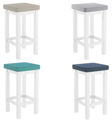 Produktbild von Holzhocker Barhocker mit verschiedenen Polsterfarben 60 cm hoch Kiefer weiß V-90.71-44WP