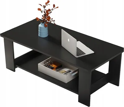 Obrázek produktu pro Konferenční Stolek Moderní Lavice S Policí Obývací Pokoj Velký 100 Cm Loft Černý