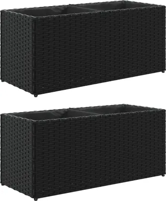 Immagine prodotto di vidaXL Fioriera con 2 vasi 2 pz. nero 72x30x32 cm in poly rattan