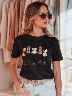 Produktbild von Dstreet Kurzarm-T-Shirt für Frauen Manetee schwarz M/L