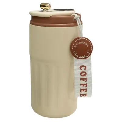 Produktbild von Minicee Thermobecher 440 ml Edelstahl 316 mit Temperaturanzeige LED, Vakuum Isolierbecher auslaufsicher für Kaffee und Reisen Schwarz