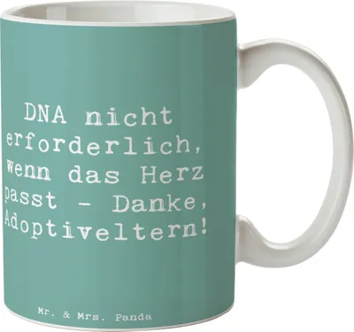Produktbild von Mr. & Mrs. Panda Becher Spruch Liebe Adoptiveltern - Meeresbrise - Geschenk, Familienpflege, Elternschaft, Teetasse, Familienmitglieder, Lächeln, Tasse, Kaffeebecher, mit