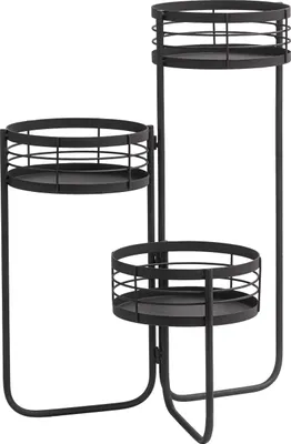 Produktbild von Dehner Blumentreppe, Blumenregal frostbeständig, Pflanzentreppe Indoor / Outdoor, ca. 48 x 58 x 48 cm, Eisen / Blech, schwarz