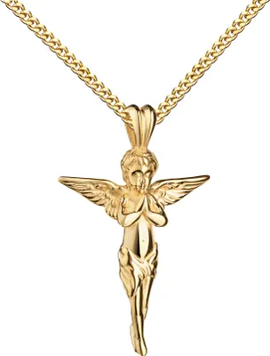 Produktbild von Kreuz 925 Silber vergoldet Schutzengel Anhänger Kreuzanhänger. Mit Kette 40 cm
