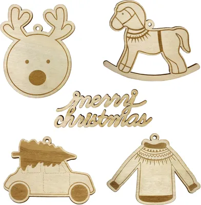 Produktbild von Oblique Unique Holzanhänger Set 5 Stk. Holz Deko Weihnachten Weihnachtsbaum Anhänger Christbaumschmuck Weihnachtsdeko