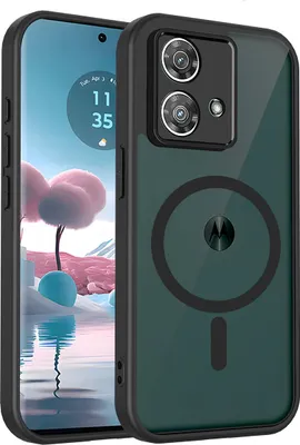 Obrázek produktu pro Magnetické pouzdro pro Motorola Edge 40 Neo, průsvitné tvrdé PC pouzdro s měkkým TPU rámečkem Černý