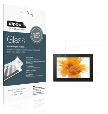 Produktbild von 2x Schutzfolie für CrossControl CCpilot V1200 - Anti-Shock 9H Folie dipos Glass Kunststoffglas