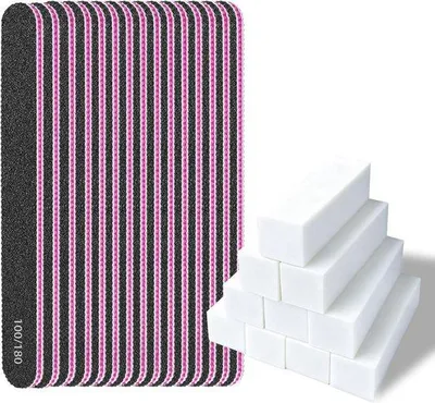 Produktbild von Nagelpflege Set mit Feilen und Polierblöcken - Doppelseitig 100/180 - 15 Stück + 10 Stück