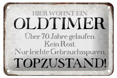 Produktbild von Blechschild Spruch 18x12cm hier wohnt Oldtimer über 70 Dekoration