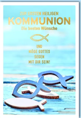 Produktbild von Kommunion - Karte mit Umschlag - blaue Fische