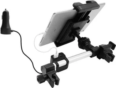 Produktbild von Dual-Modus-Autozit-Headrests mit USB-Ladekabel für iPad & Tablet-PCs - bis 25 cm breit