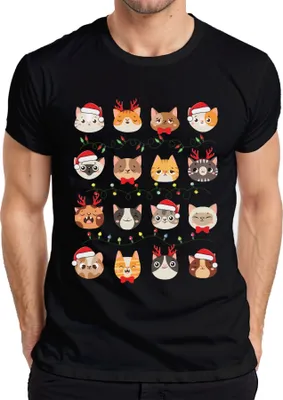 Produktbild von Katzen Weihnachten Festtage - Weihnachtsgeschenk Christmas Herren T-Shirt, Schwarz, L