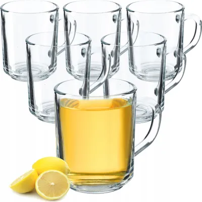 Obrázek produktu pro KADAX sklenice na čaj "Pazin", sklo s uchem, sklenice na džus, čaj, kávu, 240 ml, 6 kusů