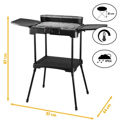 Produktbild von TZS First Austria - 2-in-1 Elektro-Standgrill - 2200W - Tischgrill mit Temperaturregler & Warmhalterost