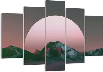 Produktbild von Bild auf Leinwand - Leinwandbild - 5 Teile - Landschaft Berge Sonne - 150x100cm - Wand Bild - Wanddeko - Wandbilder - Leinwanddruck - Bilder - Wanddekoration - Leinwand bilder - EA150x100-4320