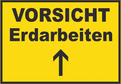 Produktbild von Vorsicht Erdarbeiten mit Richtungspfeil oben Schild A1 Rückseite selbstklebend