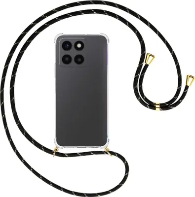 Produktbild von Handykette Backcover-Schutzhülle mit Band (Metall goldfarben) für Honor X6a (WDY-LX1, 6.56'') - schwarz/gold