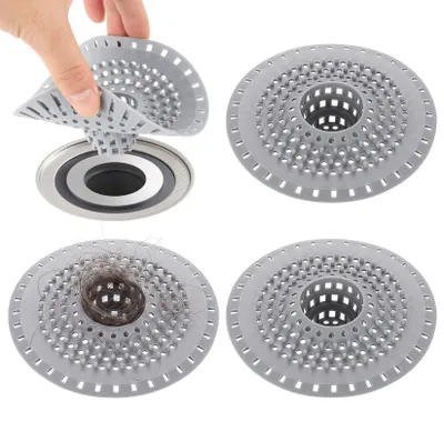 Image de Crépine en silicone avec ventouse - Pour salle de bain et cuisine - Lot de 3