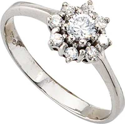 Produktbild von JOBO Damen Ring 925 Sterling Silber rhodiniert mit Zirkonia Silberring Größe 58
