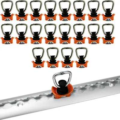 Produktbild von Zurrfitting für Airlineschiene, triangelförmige Zurröse, orange, 20er Set – belastbar bis 500 kg, Zubehör für Anhänger & LKW