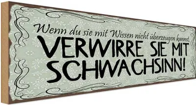 Produktbild von vianmo Holzschild 10x27 cm verwirre sie mit Schwachsinn Dekoration