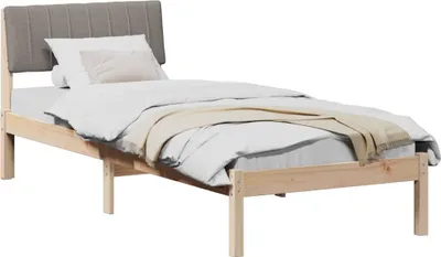 Image de Cadre de lit Marron et taupe 75 x 190 cm Bois massif en pin