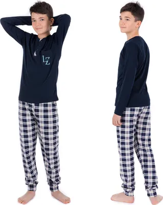 Produktbild von Jungen Schlafanzug zweiteilig Langarm - Kariert - Blau